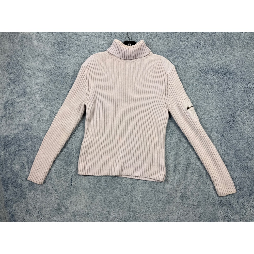 Vintage IZOD Ladies XL Lavender Ribbed Cotton Turtleneck Sweater Sleeve Pocket
